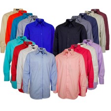 Men's Long Sleeve Dress Shirt Button Up Solid Color Classic Formal Pocket Shirt