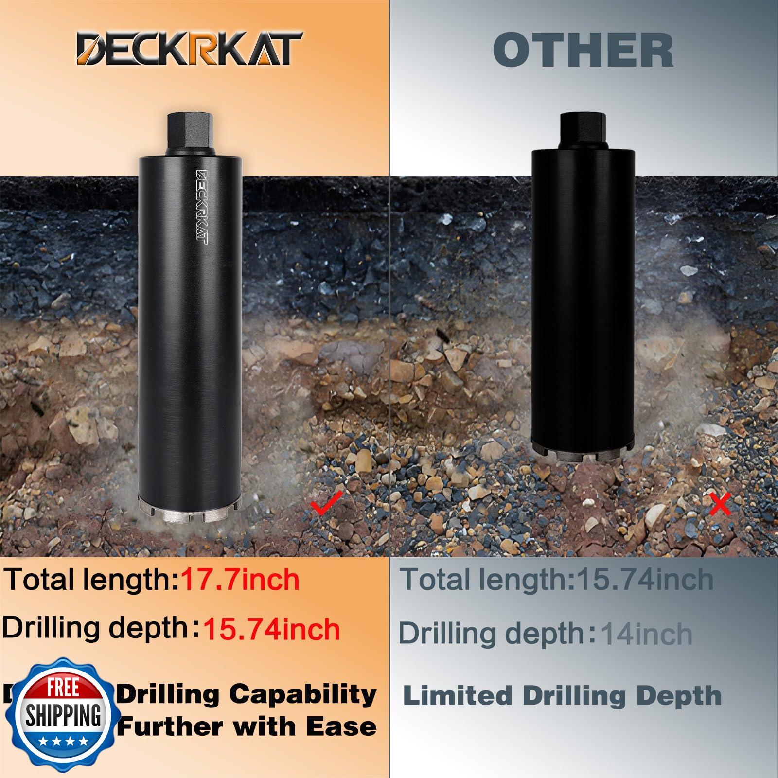 4" Diamond Core Drill Bit with 17-3/4" Total Length, 1-1/4"-7 Thread, Laser-W