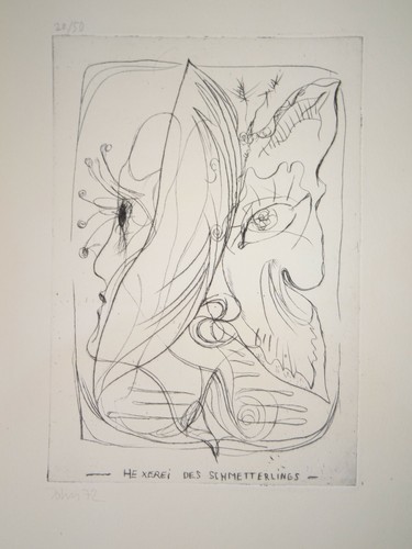 Joachim John: HEXEREI DES SCHMETTERLINGS. Radierung 1972 Nr.20/50 / 42x30cm - Picture 2 of 5