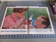 1964 Pepsi Cola Soda Pop Vintage Print Ad Sweethearts Picnic Basket Field Bottle