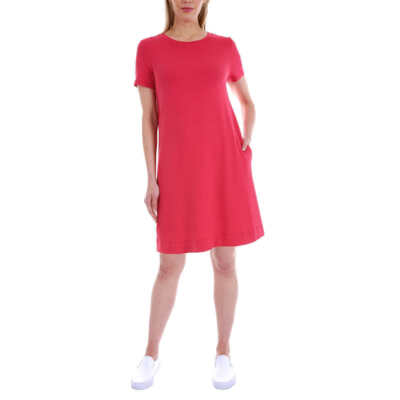 Ellen Tracy Ladies Pima Cotton Dress with Pockets Medium Mood IND Tie Dye Blue