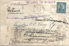 Berkley, Ca to Paris, France 1936, fwd Rome, fwd Budapest, RTS (48619)