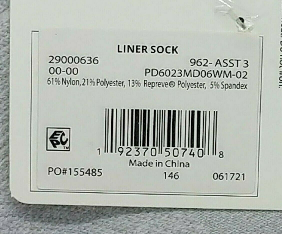 じゅん  NWT ~ All Day ACTIVE Liner Socks by PEDS® ~ 6 pr ~ Black / Grey