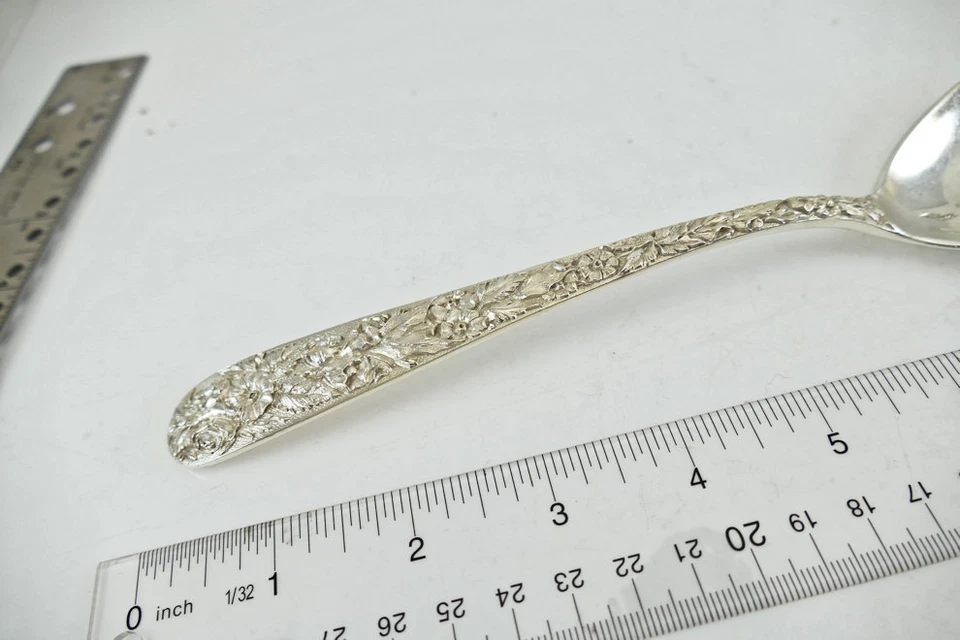 S Kirk Coin Silver Repousse Huge Serving Spoon  RARE   EUC - Image 2 of 4