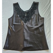 Vintage Cinema Etoile Silky Satin Camisole Top Size Sm Black 90  s