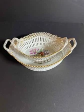 Antique Large & Small Reticulated KPM bowls