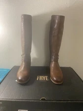 Frye Womens Melissa Belted Tall Boots 6.5M Brown Leather Equestrian 3470500-RDD
