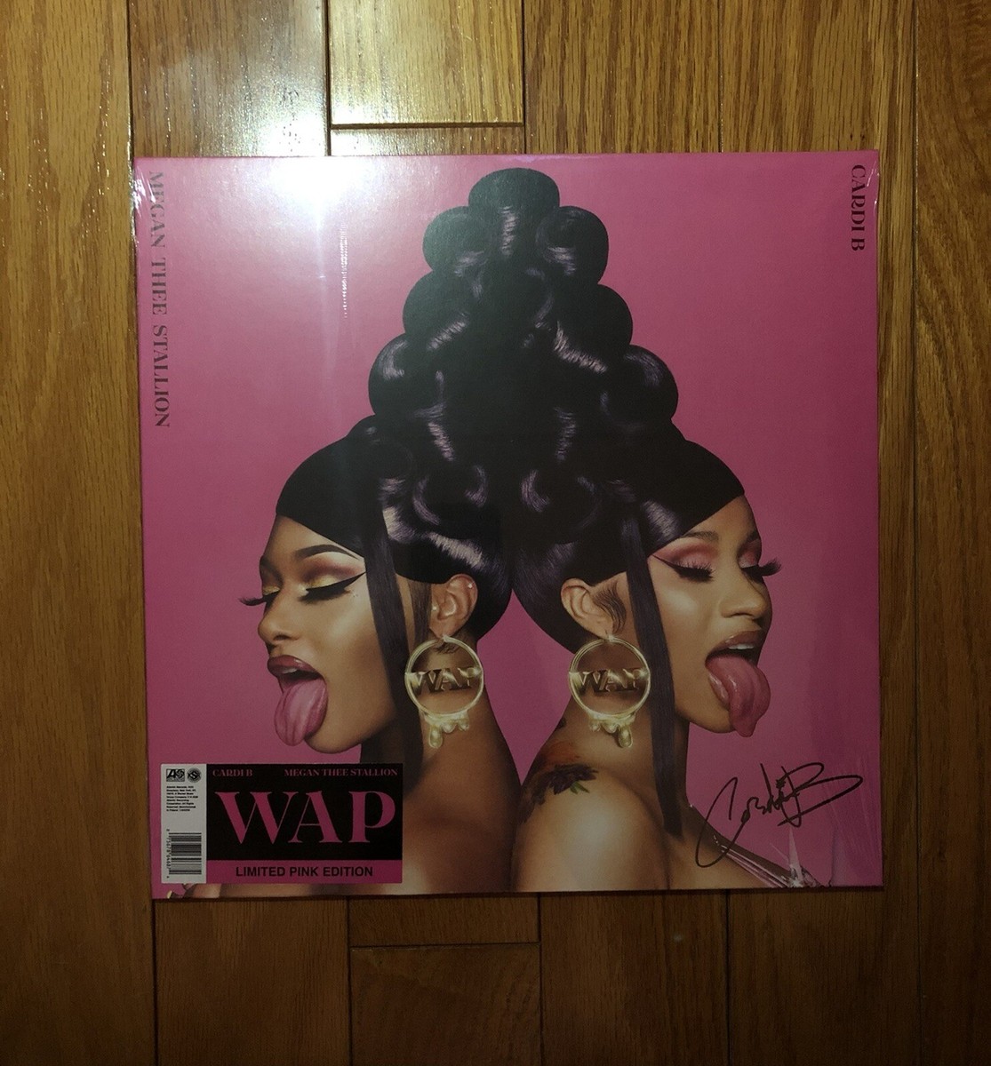 Megan Thee Stallion Cardi B 直筆サイン レコード Cardi B Feat. Megan Thee Stallion – WAP - Pink Vinyl Record