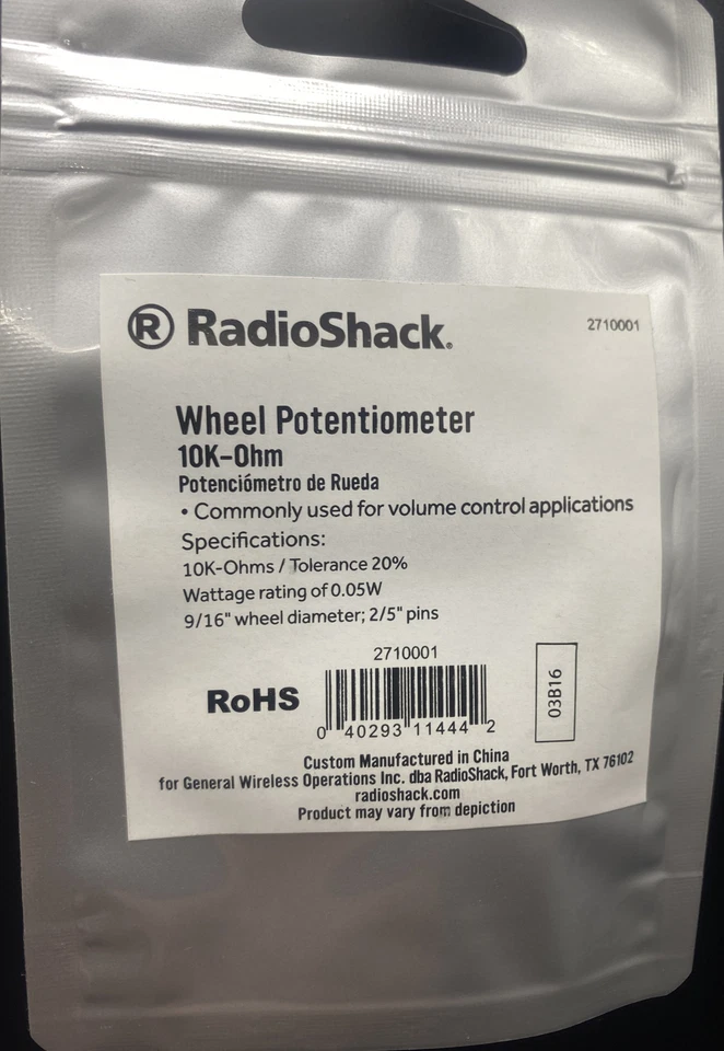 Potenciómetro de rueda #271-0001 por Radioshack Foto 4 de 4