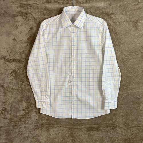 Brooks Brothers Mens Soho Fit Shirt Size 15.5-32 Yellow Blue Check Non Iron NWT - Picture 7 of 17