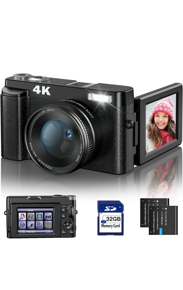 DC101 4K 48MP Resolution, 16x Zoom Auto Focus Flash Lamp Ultra HD