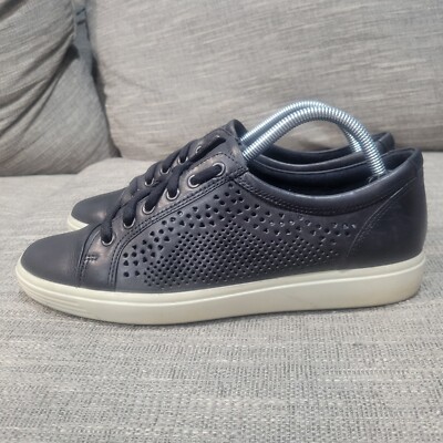 ECCO Men's Sneakers Size 11 Soft Black Leather Shoes Dressy Casual Lace