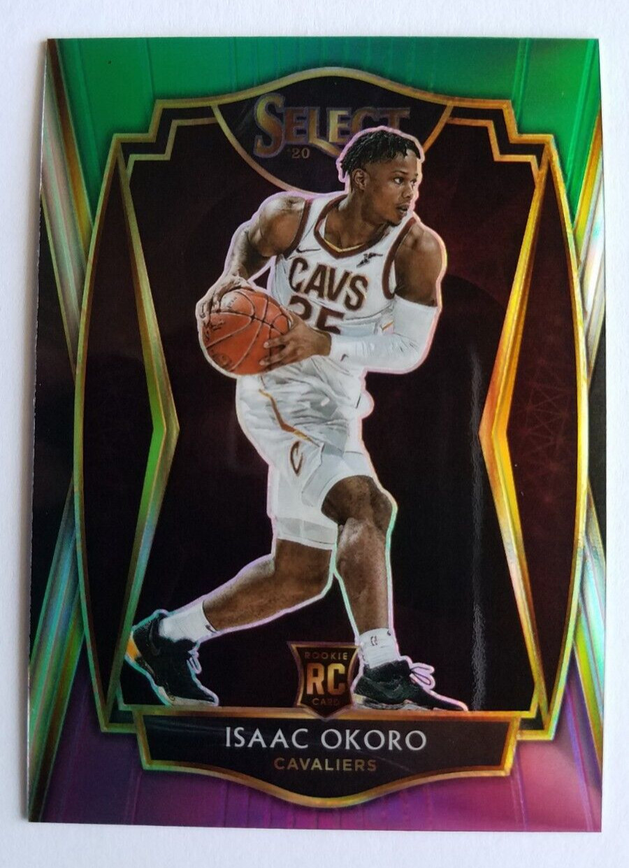 Isaac Okoro Green White Purple Premier Level Select Prizm Cavaliers RC 2020 2021