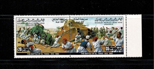 RESISTANCE AGAINST THE ITALIAN COLONIZATION BATTLE OF AL TANGI. SET OF 2 STAMPS - Picture 2 of 2