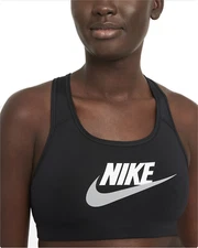 Nike Swoosh Women's Medium-Support Graphic Sports Bra Black/White/Particle Grey