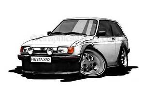 Xr2 Mk2 Ford Fiesta Bianco Caricatura Auto Cartoon Stampa In Ebay