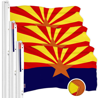 G128 3 Pack Arizona AZ State Flag 6x10 Ft ToughWeave Embroidered 600D Polyester