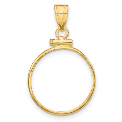 14k Gelbgold Schilfrand Schraubverschluss US Barber Dime Münze Einfassung