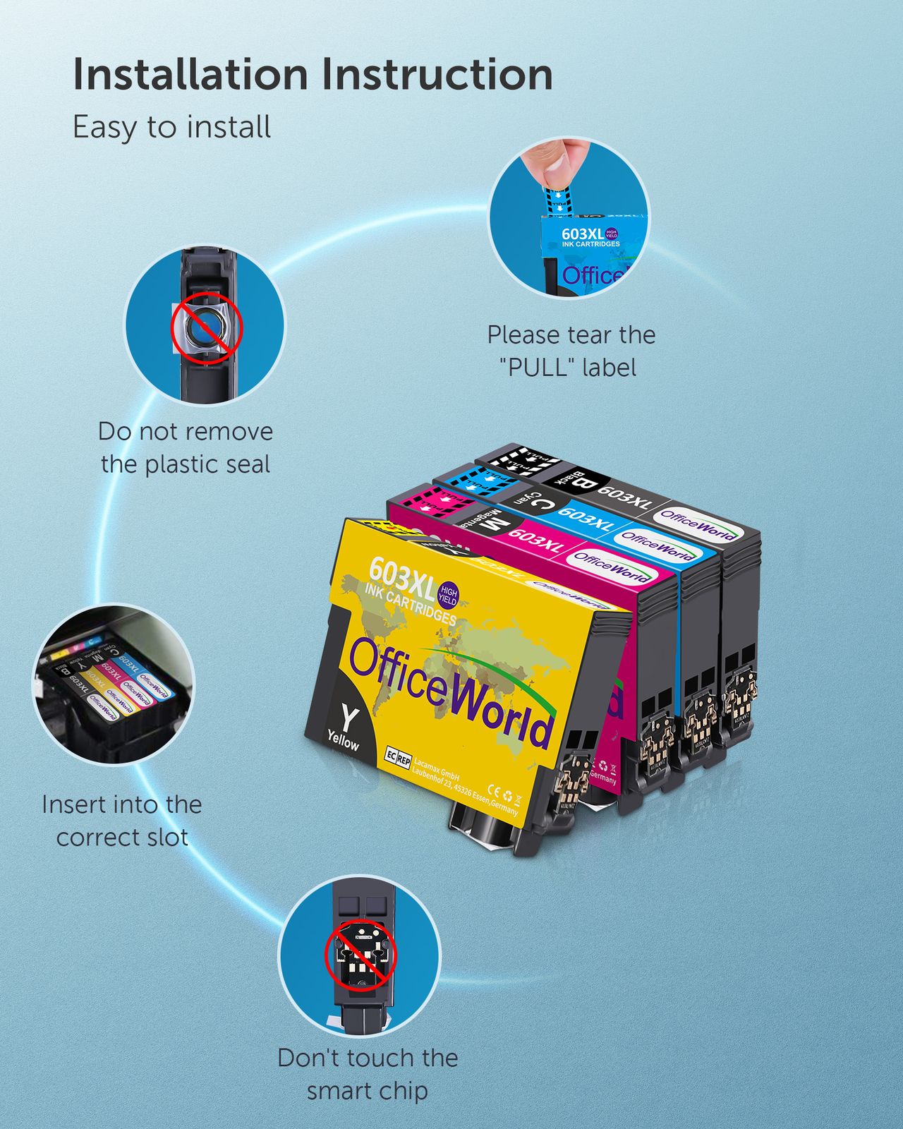 SET 603XL Ink Cartridges For Epson XP2100 2105 3100 3105 4100 4105 WF