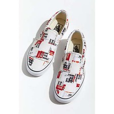 ¡Nuevo con caja! Vans Slip-On VN0A4U38WN4, cinta de embalaje blanca/roja, limitada