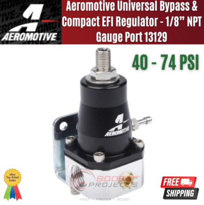 Aeromotive 13129 Compact EFI Universal Adjustable Fuel Pressure Regulator Inlet 2x An 6 Orb Return 1x An 6 Orb 2 76 Bar 5 17 Bar Aeromotive 13129 Compact EFI Universal Adjustable Fuel Pressure Regulator Inlet 2x An 6 Orb Return 1x An 6 Orb 2 76 Bar 5 17 Bar