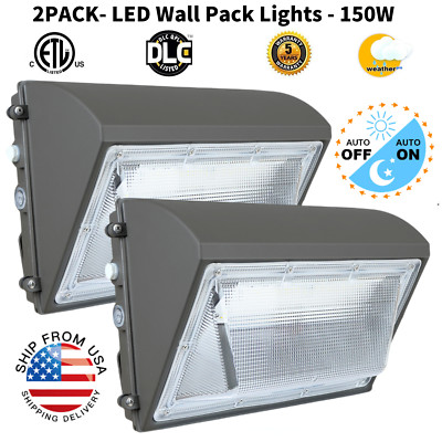 LED Wall Pack Lights 150Watt 2Pack Photocell 5000K Industrial Outdoor Lighting
