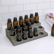 MyGift 3 Tier Vintage Gray Wood 17 Bottle Essential Oil Display Stand Rack