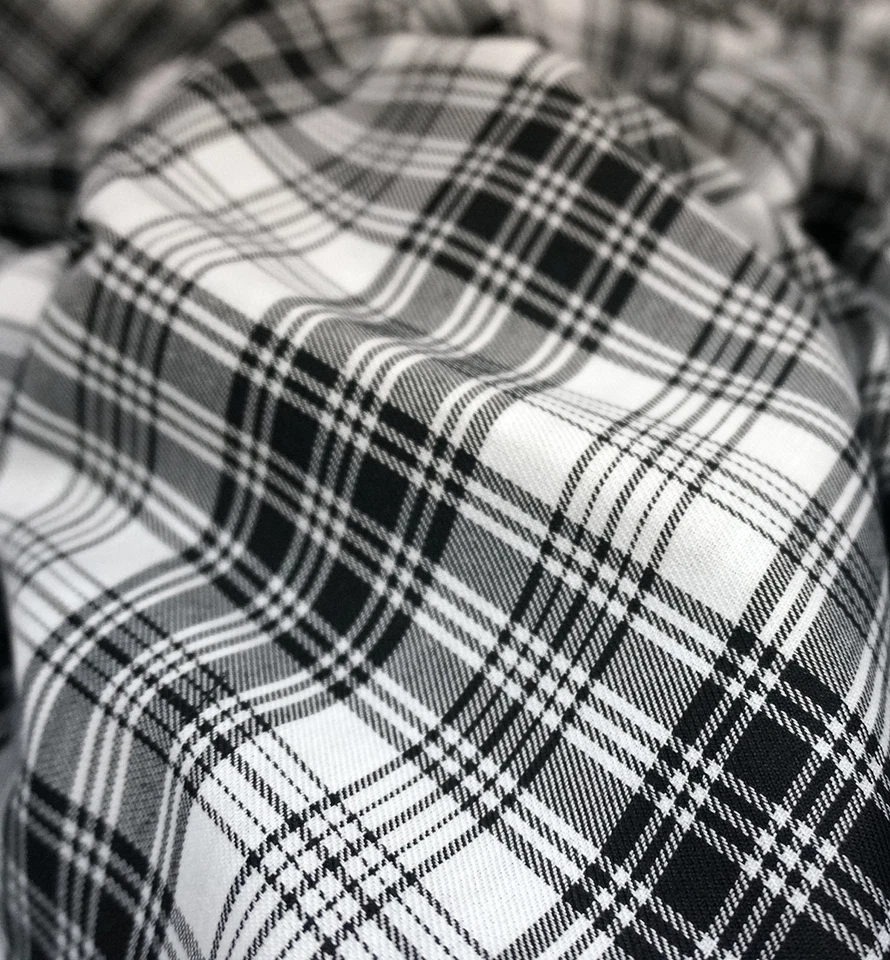 White & Black Check Plaid Tartan Cotton FABRIC 44"W Drape Kilt Tablecloth Dress - Image 4 of 4