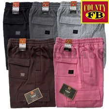 FB COUNTY MEN'S HEAVY-WEIGHT FLEECE CARGO SWEATPANTS  *5 COLORS  XS-3XL