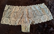Vtg Gilligan O'Malley L Sheer Sage Green Lace Bikini Hiphugger Panties