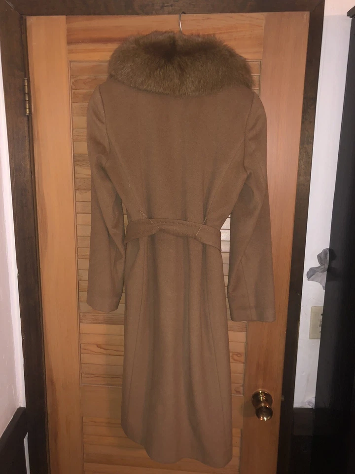 Abrigo de piel de zorro azul Ellen Tracy talla 10 abrigo de piel de lana marrón claro Foto 2 de 4