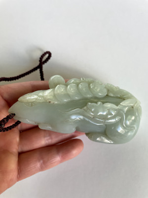Asian Chinese Jade Carving / Carved Statue of Mice & Coins