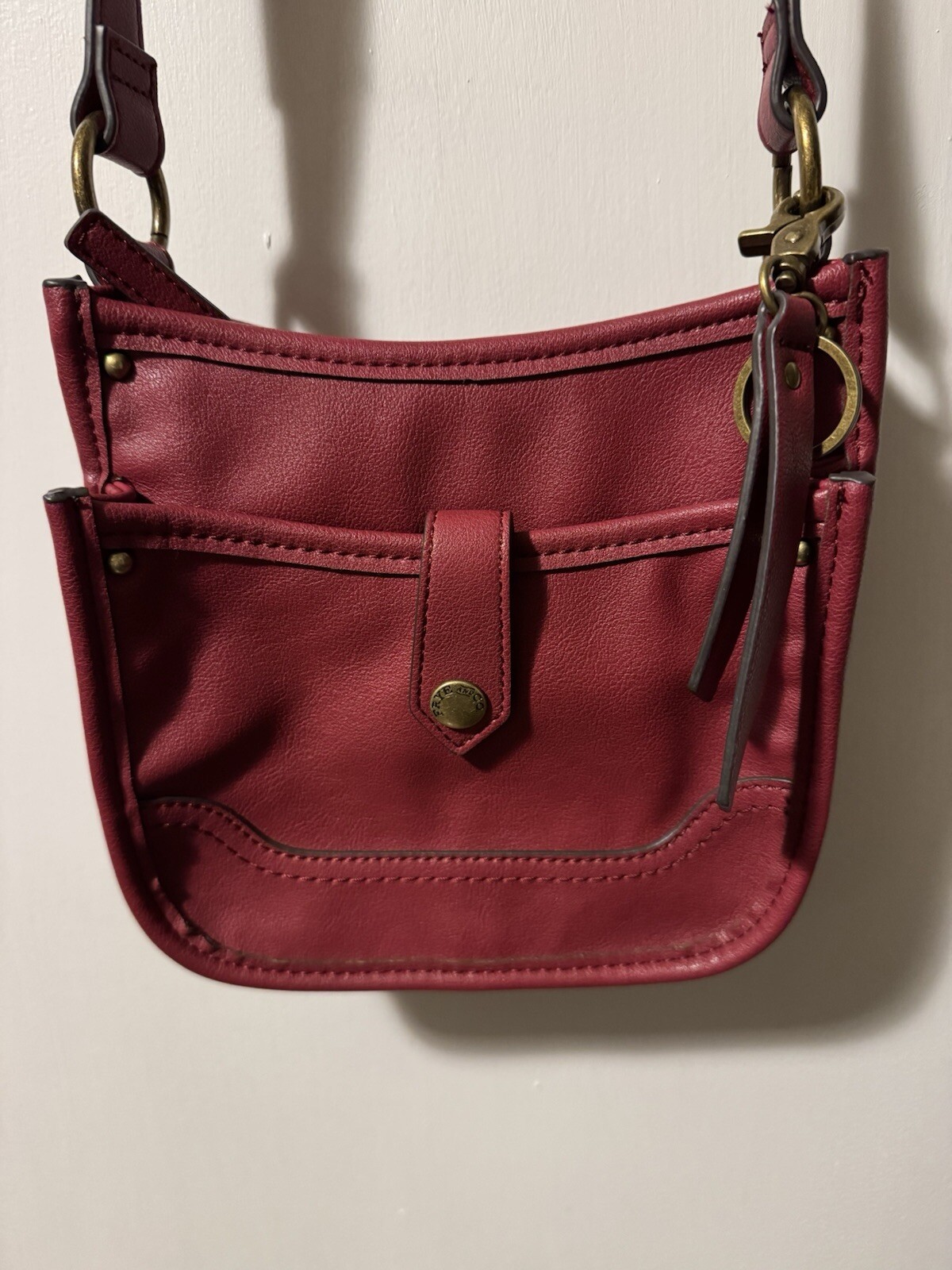 Frye & Co Red Crossbody Vegan Leather Shoulder Bag Purse Frye Company ...