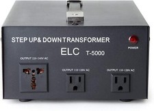 ELC T-5000 5000-Watt Voltage Converter - Step Up/Down-110/220V-Circuit Breaker