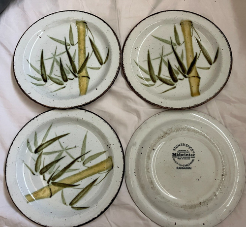 Midwinter Stonehenge Rangoon Bamboo 7" Plates Set Of 4