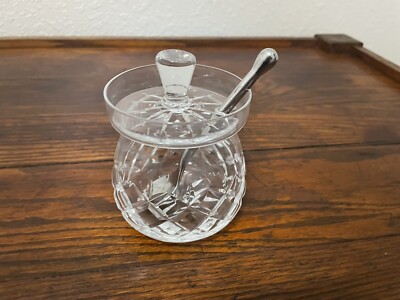 Vintage Webb Corbett England, At Stoubridge,  Crystal Lidded Sugar Bowl $ Spoon