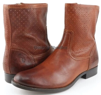 Frye Melissa Whiski Cuir Perforé Créateur Mode Bottines 7 - Photo 1/4