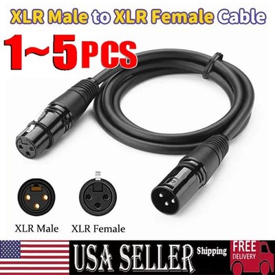 XLR Male to Female Microphone Cable Balanced 3 Pin Mic Connector Extension Cord