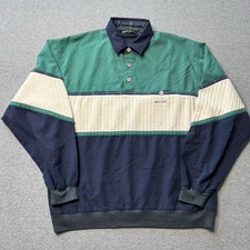 Vintage Pierre Cardin Polo Shirt Mens Medium Green Long Sleeve Preppy Casual