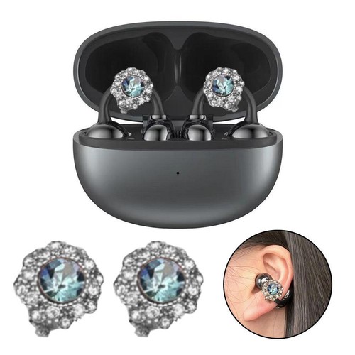 Rhinestone For Clip on Earbuds Open Ear Elegant Zirconia Earpho ...