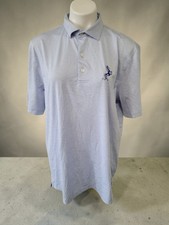 Johnnie-O Polo Shirt Men's Large Blue Striped Performance