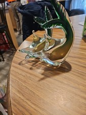 2 murano italy style art glass fish sculptures
