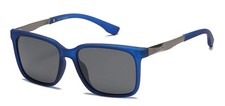 Mens Polarized Fashion Sunglasses - Blue Frame - Smoke Gray Lens - Square Style
