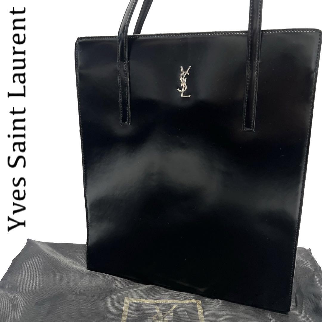 Yves Saint Laurent Black Leather Tote Bag Large YSL Hardware Pre-Owned
