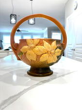 Roseville Clematis Brown 1944 metà secolo moderna ceramica cesto ceramica 389-10