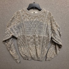 Vintage Geoffrey Beene Mens L Earth Tone Multi Texture Knit Sweater Made in USA