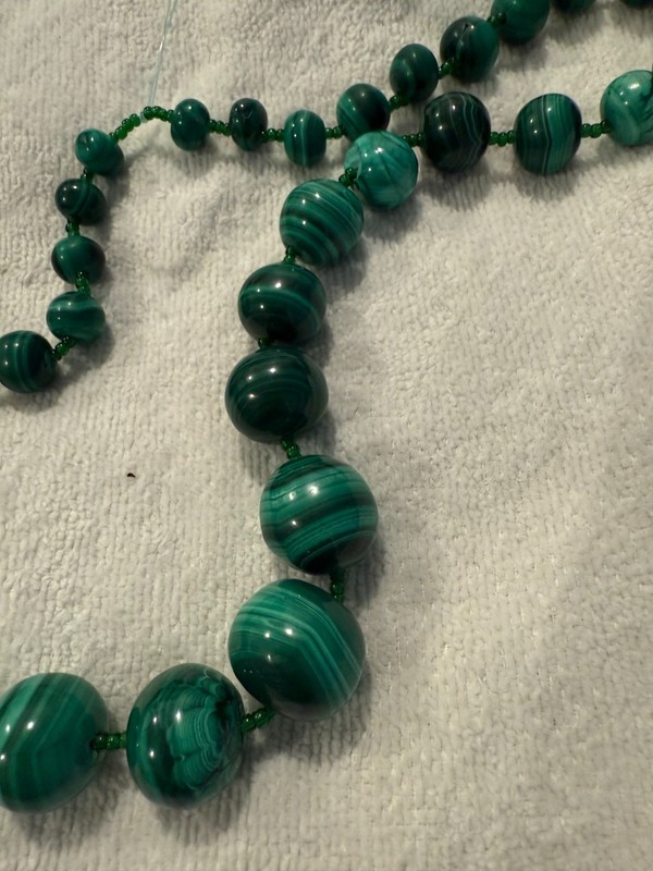 Malachite Vintage Xtra Large Bead Necklaces (2) Graduated Beads
