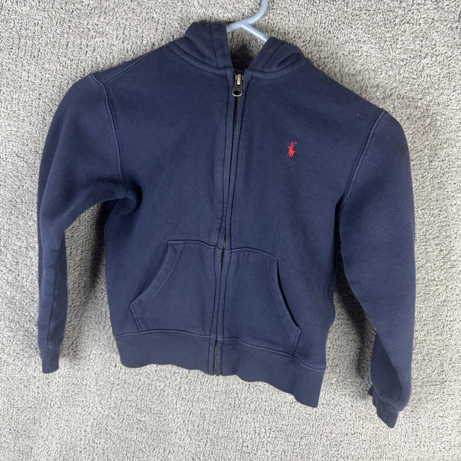 Polo Ralph Lauren Hoodie Youth 7 Blue Full Zip Fleece Pony Logo Sweatshirt