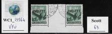 WC1_13564. ITALY: TRIESTE FTT Gutter pair 8 Lire 1947 DEMOCRATICA. Scott 63 Used