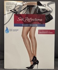     Brand New Hanes Silk Reflections Control Top Sheer Toe Little Color Size AB